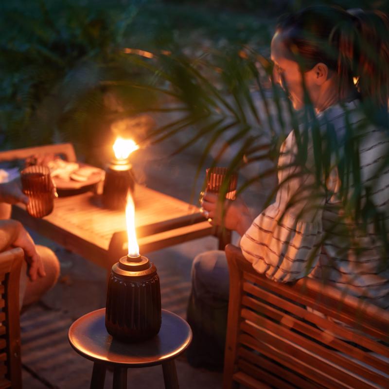 TIKI Blue Glass 66 in. Outdoor Torch