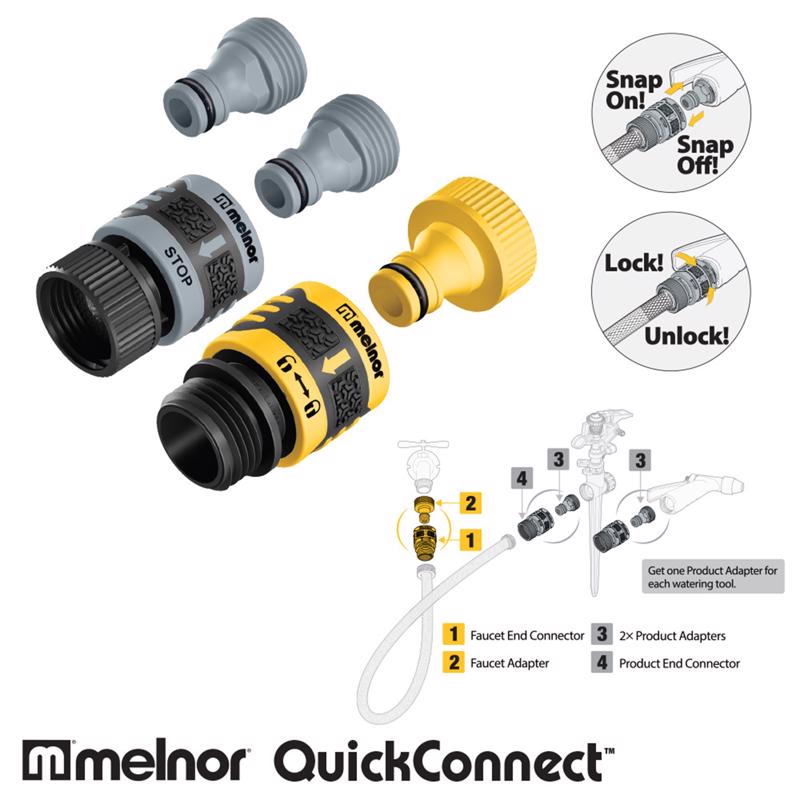 Melnor Plastic/Rubber Threaded Female/Quick Connect Quick Connector Hose Set