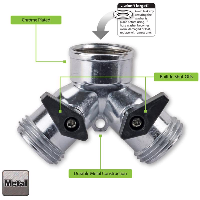 Melnor Metal Threaded Female 2-Way Shut-off Valve