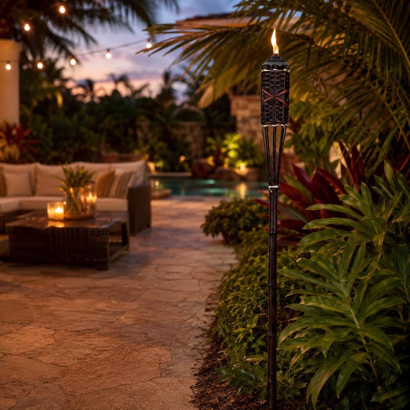 TIKI Brown Bamboo 57 in. Outdoor Torch
