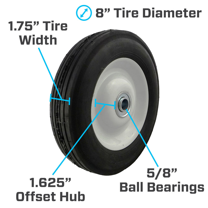 Marathon 8 in. D X 8 in. D 225 lb. cap. Offset Wheelbarrow Tire Rubber