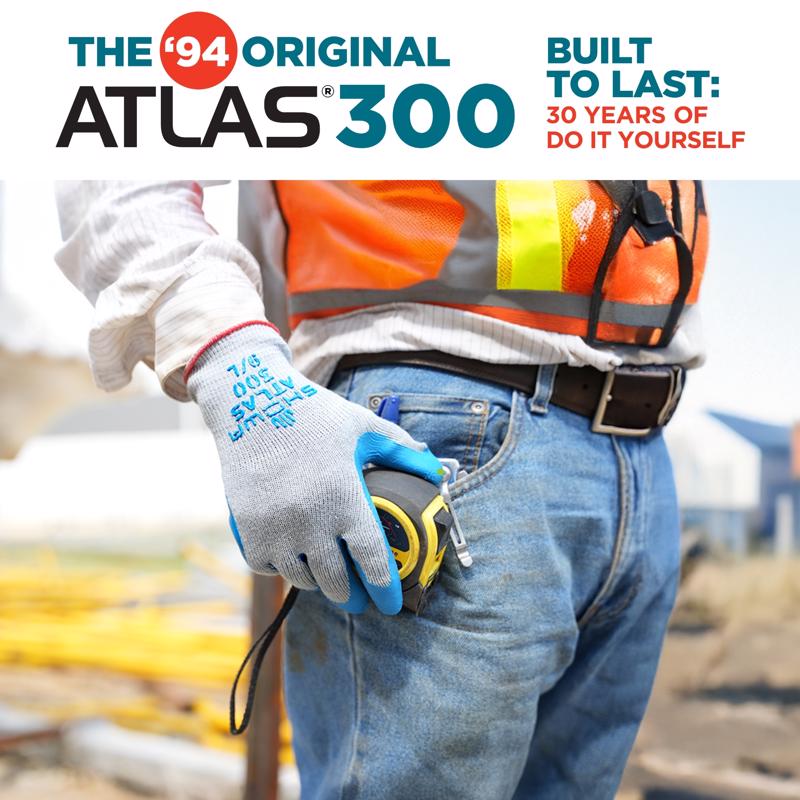 Atlas Fit Unisex Indoor/Outdoor Coated Work Gloves Blue/Gray XL 1 pair