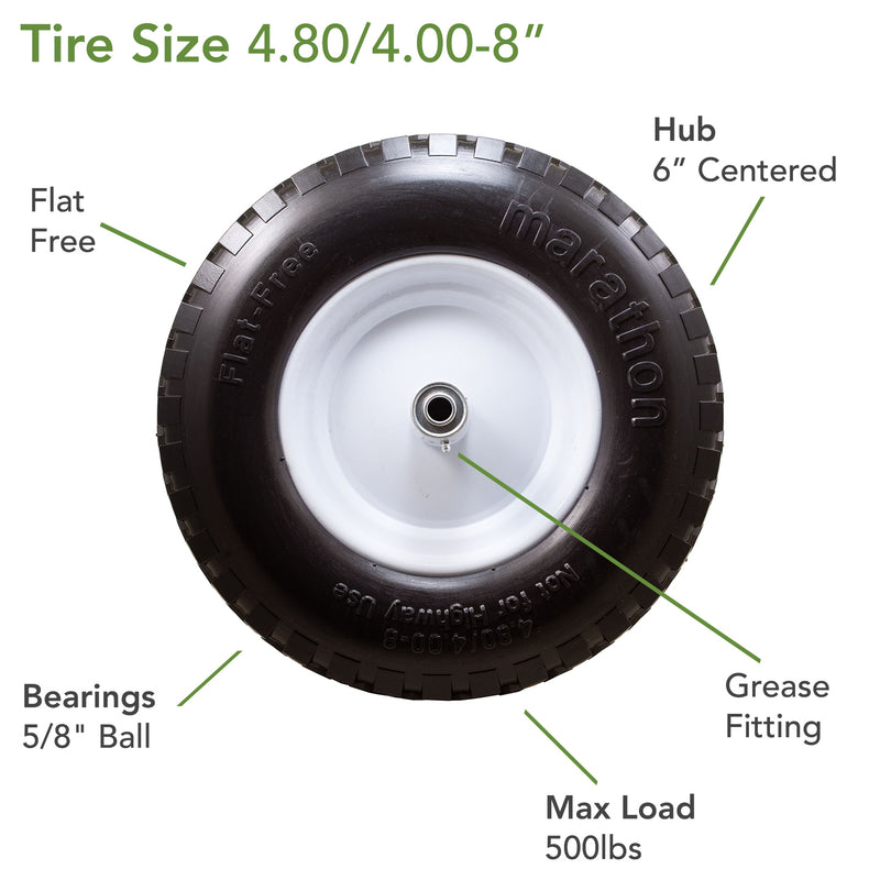 Marathon 8 in. D X 15.5 in. D 500 lb. cap. Centered Wheelbarrow Tire Polyurethane