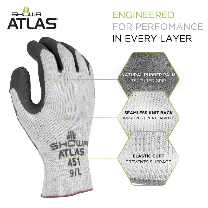 Atlas Therma Fit Unisex Indoor/Outdoor Cold Weather Work Gloves Gray L 1 pair