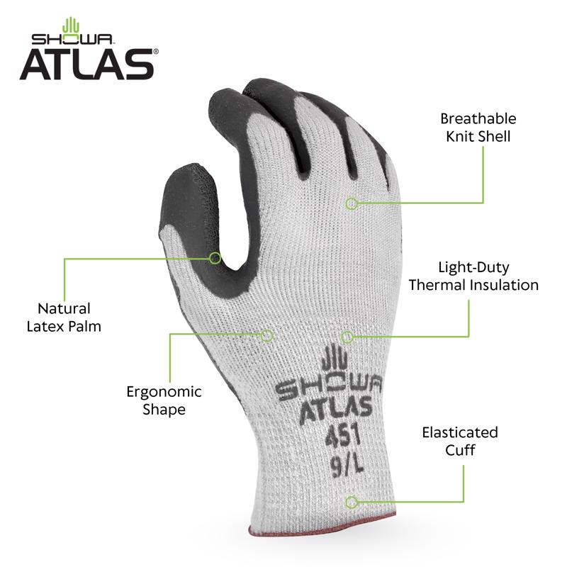 Atlas Therma Fit Unisex Indoor/Outdoor Cold Weather Work Gloves Gray S 1 pair