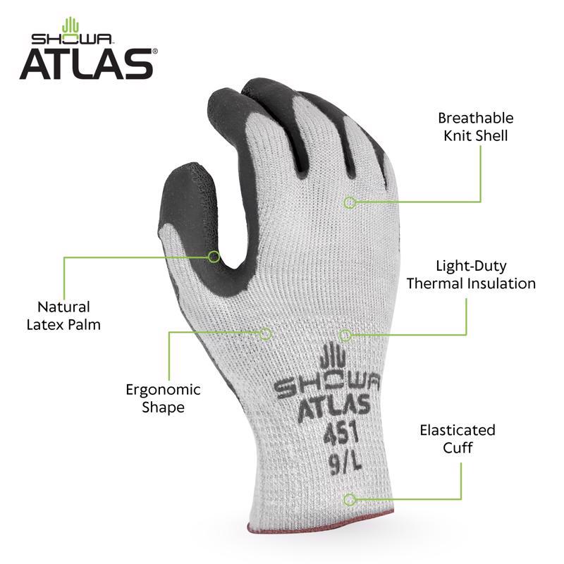 Atlas Therma Fit Unisex Indoor/Outdoor Cold Weather Work Gloves Gray M 1 pair