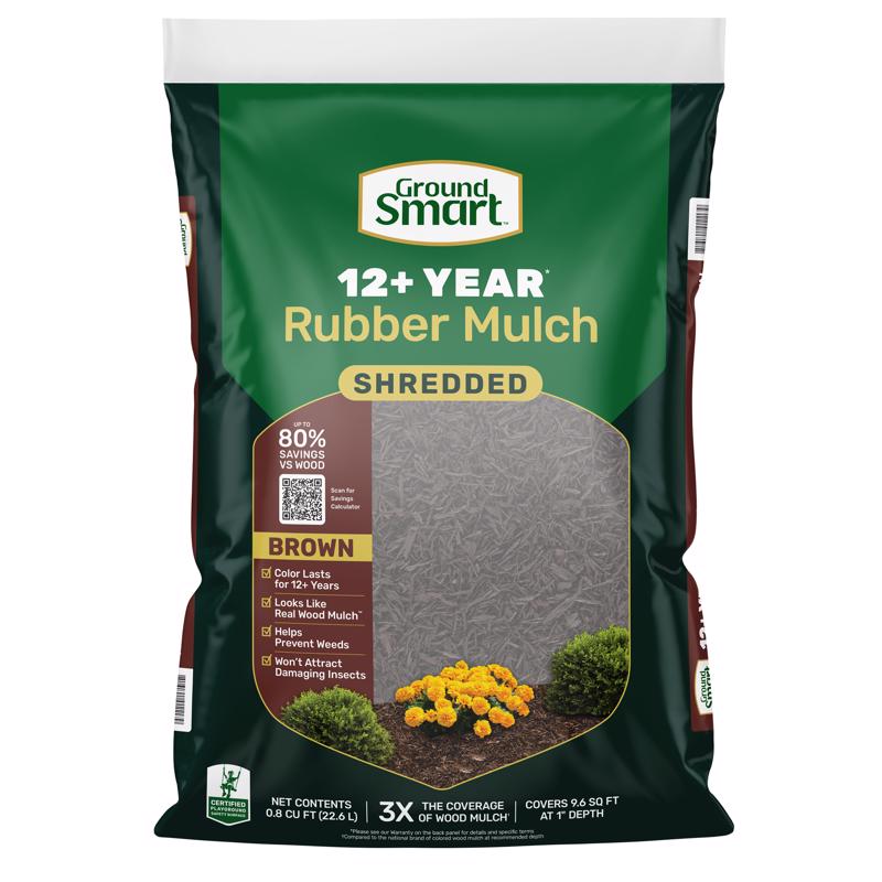Ground Smart Brown Shredded Rubber Mulch 0.8 cu ft