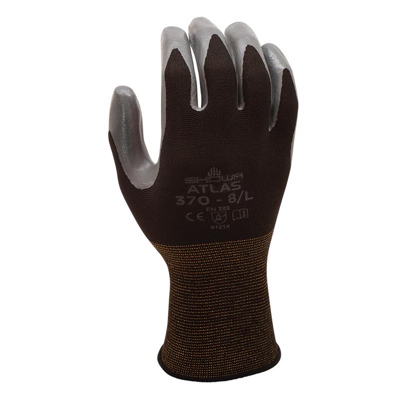 Atlas Unisex Indoor/Outdoor Dipped Gloves Black/Gray S 1 pair