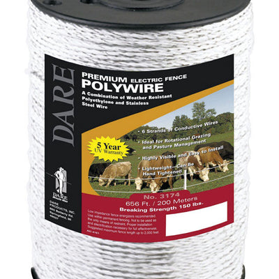 Dare Portable Electric Fence Wire 656 ft. White