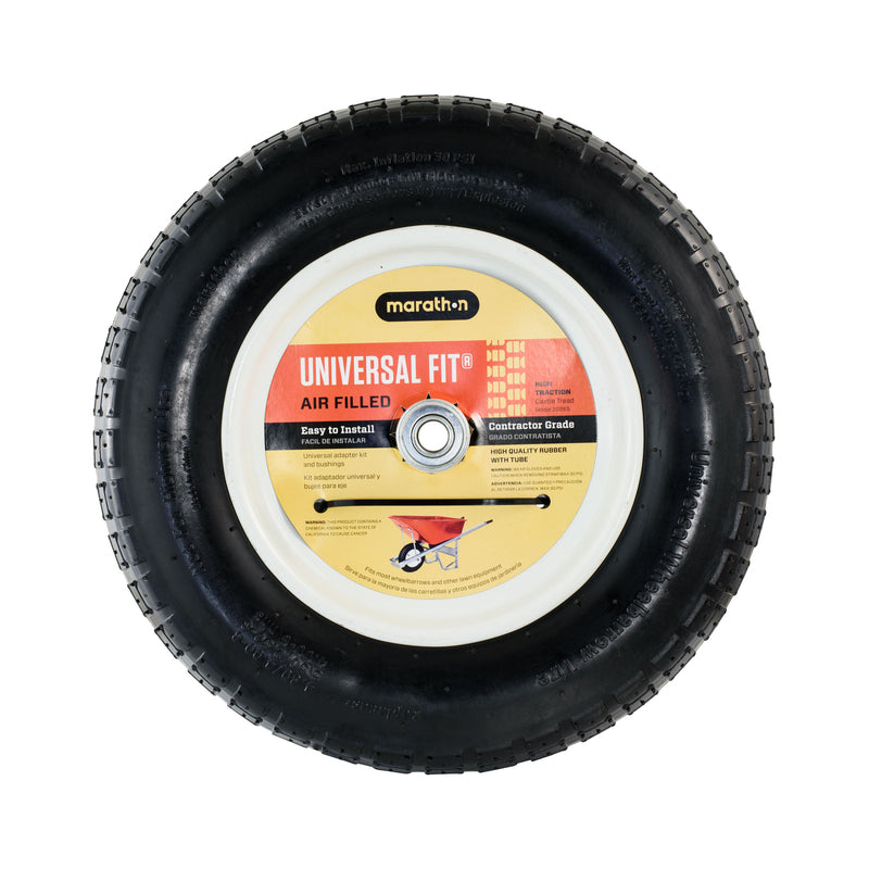 Marathon Universal Fit 8 in. D X 14.5 in. D 300 lb. cap. Centered Wheelbarrow Tire Rubber