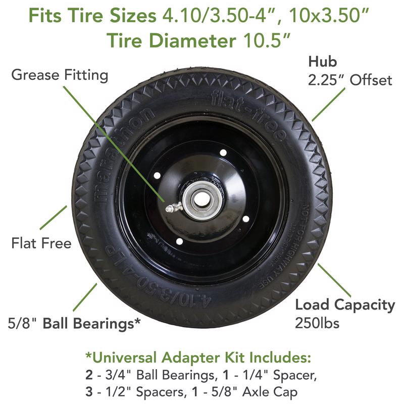 Marathon Universal Fit 4 in. D X 10.3 in. D 300 lb. cap. Offset Hand Truck Tire Polyurethane