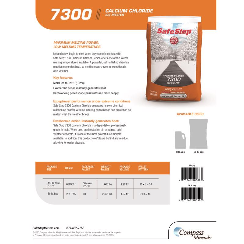 Safe Step 7300 Calcium Chloride Pellet Ice Melt 50 lb