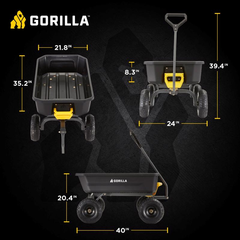 Gorilla Carts Poly Dump Cart 600 lb. cap.