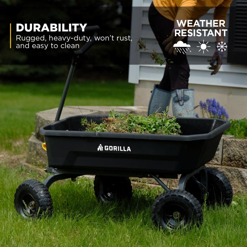 Gorilla Carts Poly Dump Cart 600 lb. cap.