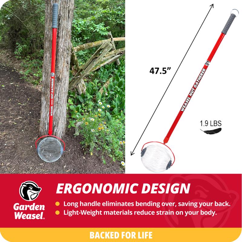 Garden Weasel Medium 47.5 in. Steel Nut Gatherer Steel Handle