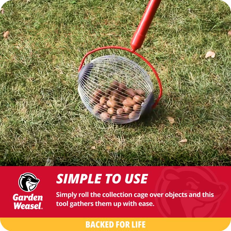 Garden Weasel Medium 47.5 in. Steel Nut Gatherer Steel Handle