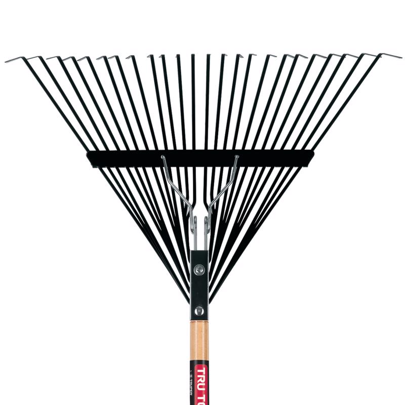 Truper 64.5 in. 24 Tine Steel Leaf Rake Wood Handle