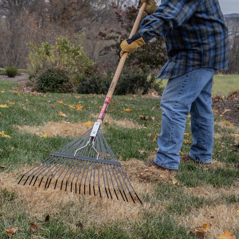 Truper 64.5 in. 24 Tine Steel Leaf Rake Wood Handle