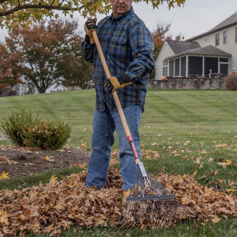 Truper 64.5 in. 24 Tine Steel Leaf Rake Wood Handle