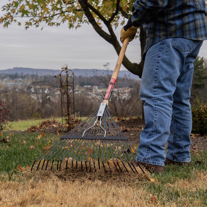 Truper 64.5 in. 24 Tine Steel Leaf Rake Wood Handle