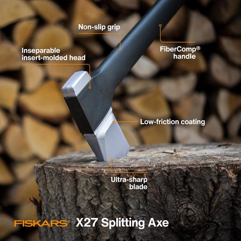 Fiskars X27 6.3 lb Single Bit Splitting Axe Fiberglass Handle