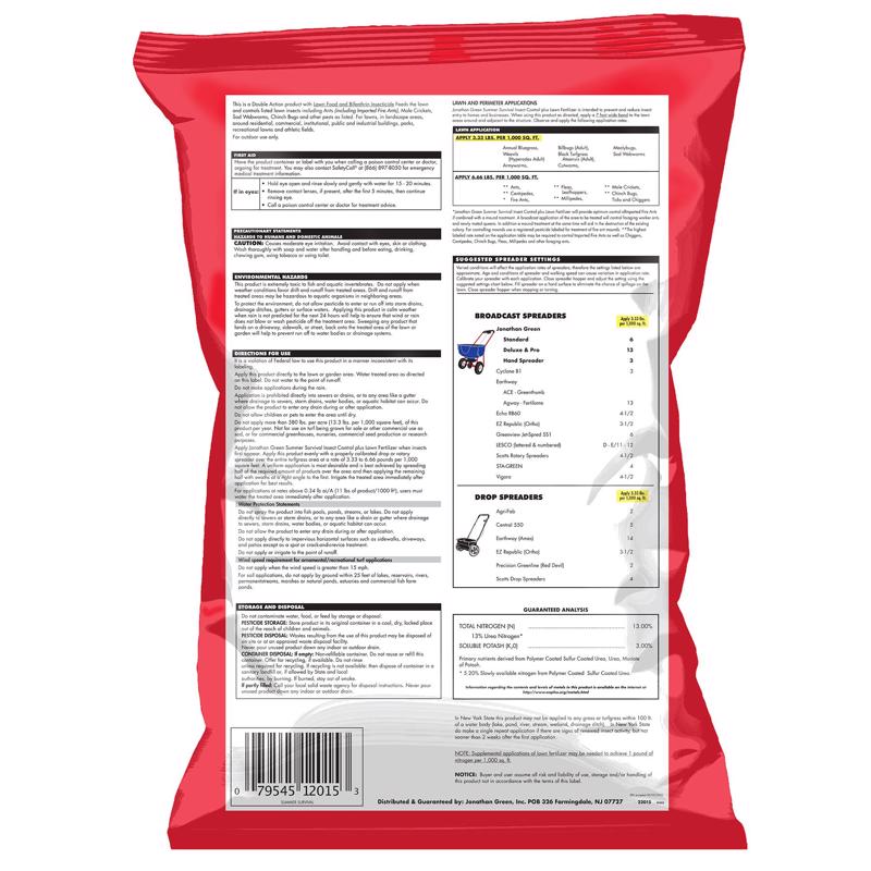 Jonathan Green Summer Survival Insect Control Lawn Fertilizer For All Grasses 15000 sq ft