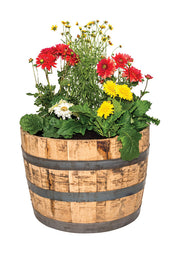 Real Wood Products 17.5 in. H X 26 in. W X 26 in. D Oak Whiskey Barrel Barrel Brown