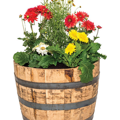 Real Wood Products 17.5 in. H X 26 in. W X 26 in. D Oak Whiskey Barrel Barrel Brown