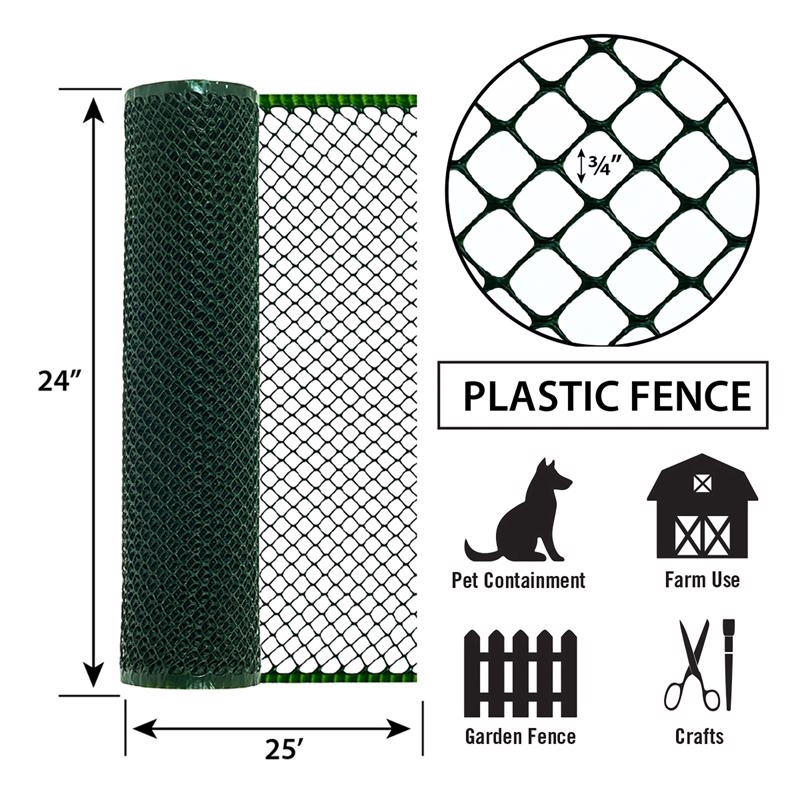 Garden Craft 24 in. H X 25 ft. L Plastic Poultry Fence 2 in.
