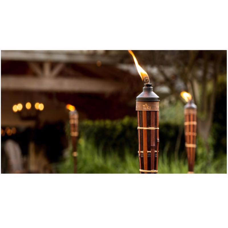 TIKI Easy Pour Brown Bamboo 60 in. Tiki Outdoor Torch