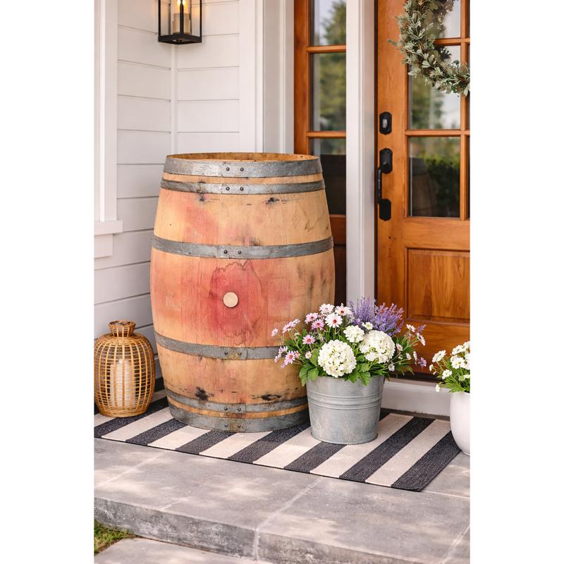 Real Wood Products 36 in. H X 27 in. W X 27 in. D Oak Wine Barrel Barrel Natural