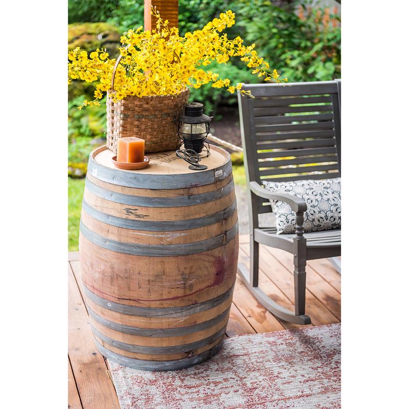 Real Wood Products 36 in. H X 27 in. W X 27 in. D Oak Wine Barrel Barrel Natural