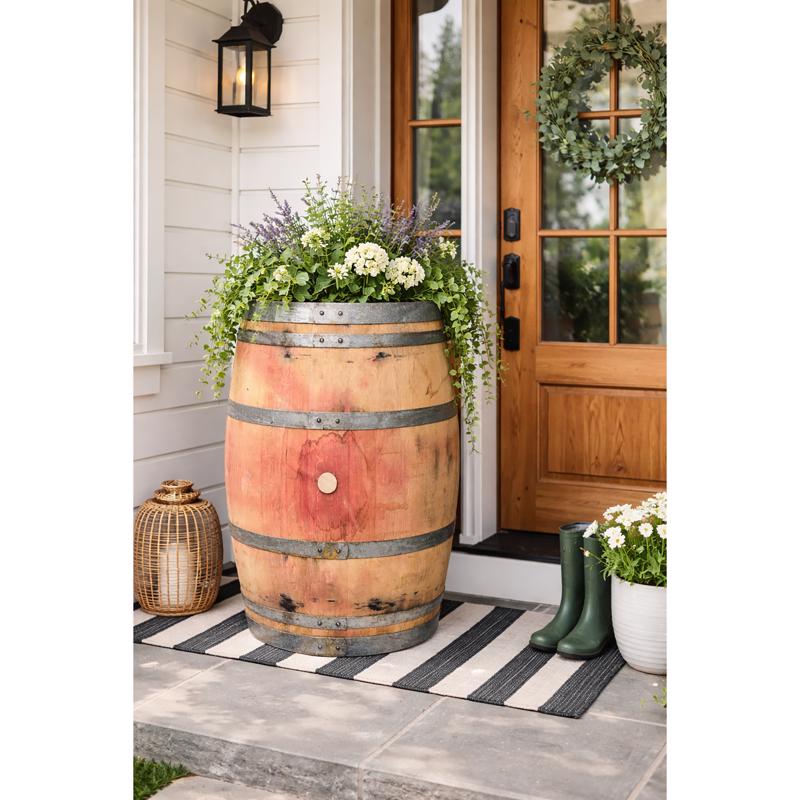 Real Wood Products 36 in. H X 27 in. W X 27 in. D Oak Wine Barrel Barrel Natural