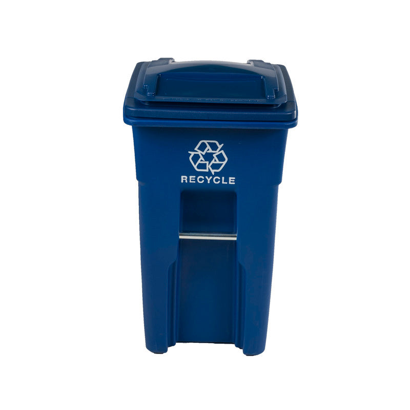 Toter 32 gal Blue Polyethylene Wheeled Recycling Bin Lid Included