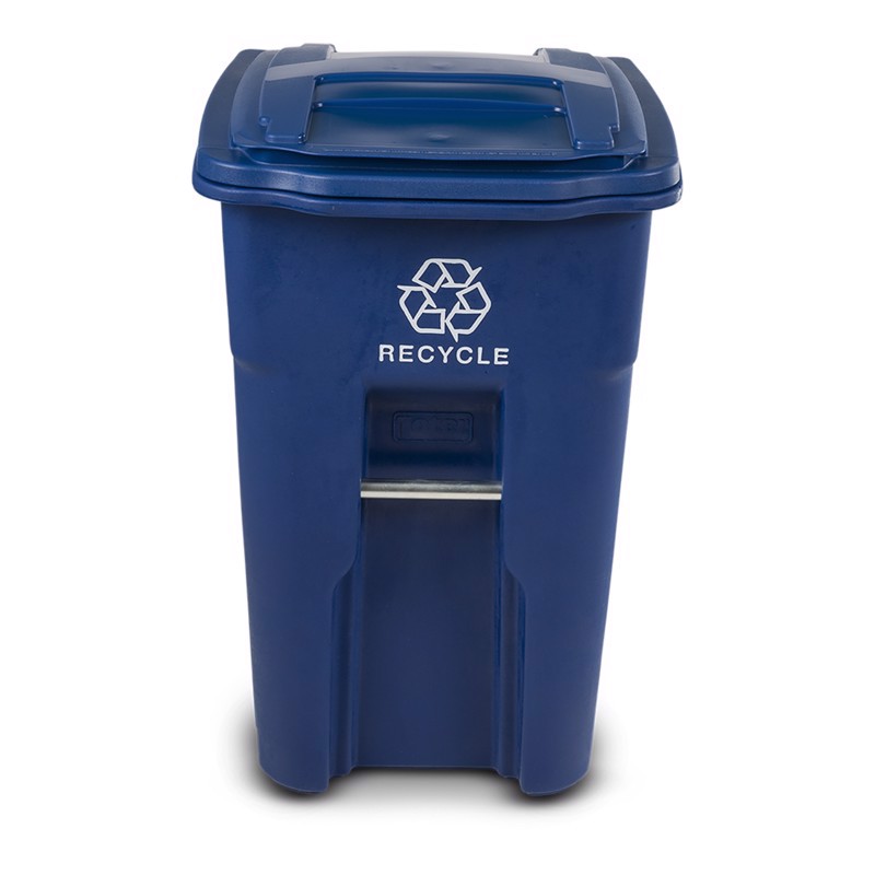 Toter 48 gal Blue Polyethylene Wheeled Recycling Bin Lid Included