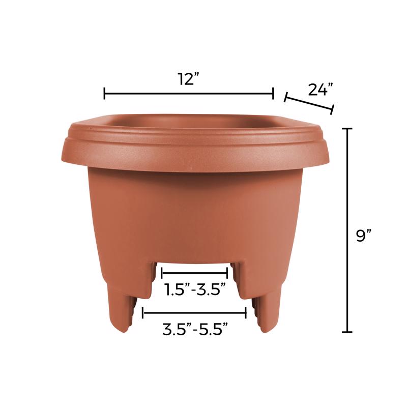 Bloem 9 in. H X 24 in. W X 12 in. D Plastic Deck Rail Planter Terracotta