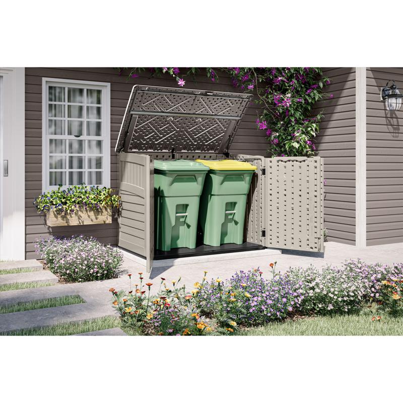 Suncast The Stow-Away 6 ft. x 4 ft. Resin Horizontal Pent Storage Shed with Floor Kit
