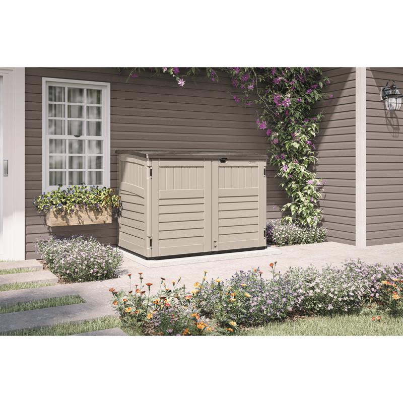 Suncast The Stow-Away 6 ft. x 4 ft. Resin Horizontal Pent Storage Shed with Floor Kit