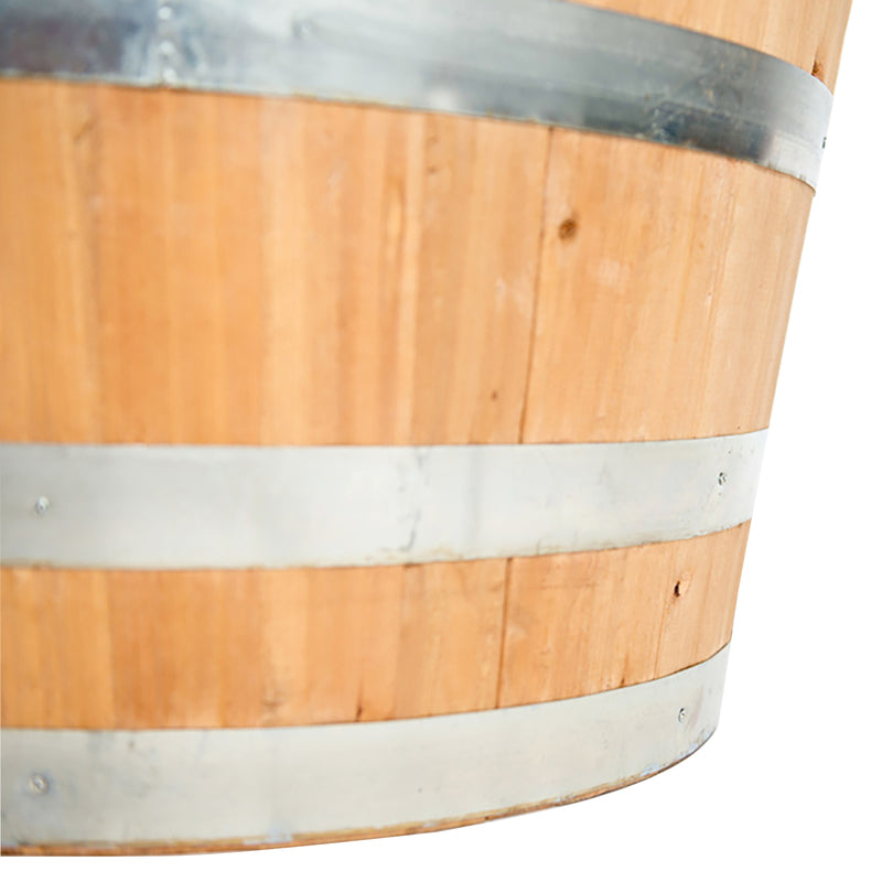Real Wood Products 16.5 in. H X 26 in. W X 26 in. D Wood Half Wine Barrel Planter Natural