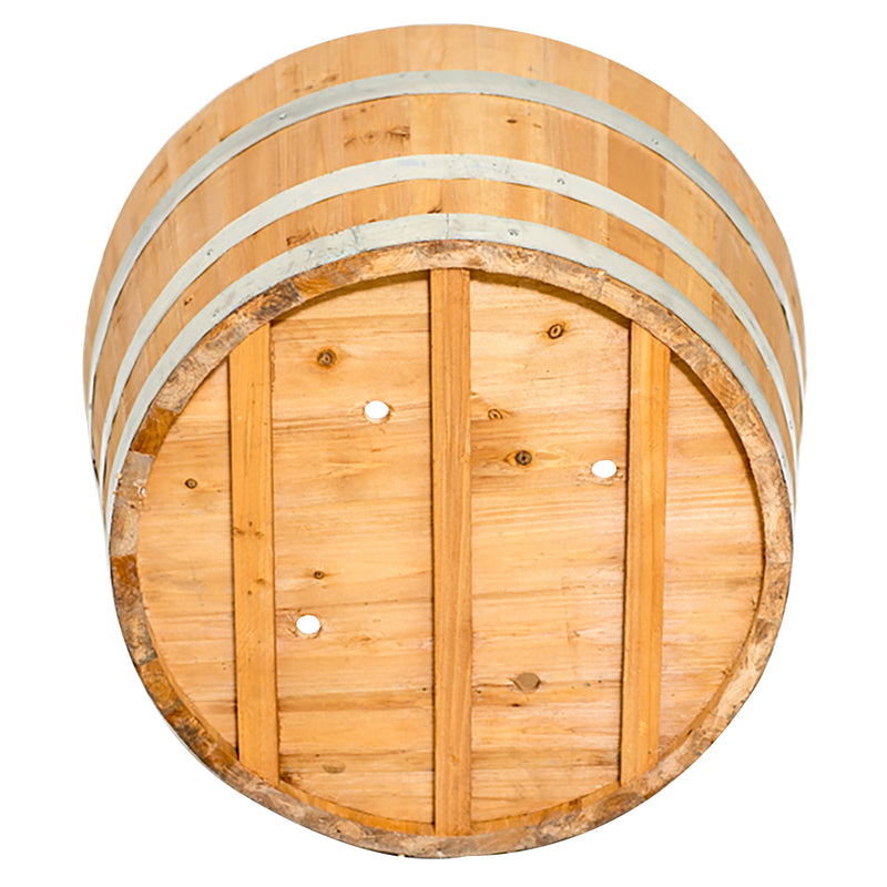 Real Wood Products 16.5 in. H X 26 in. W X 26 in. D Wood Half Wine Barrel Planter Natural