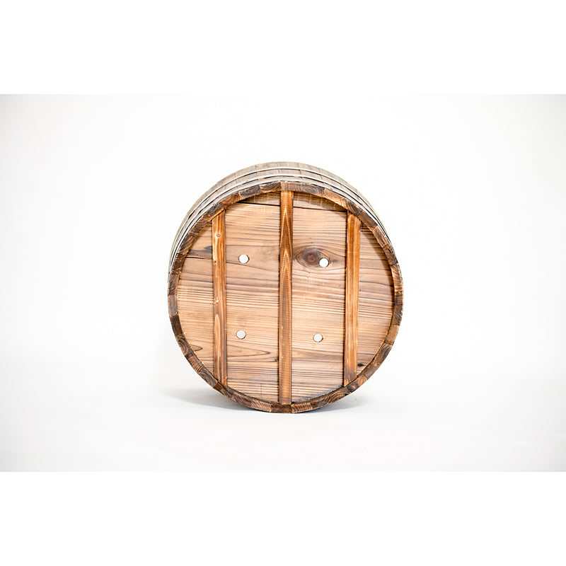 Real Wood Products 16 in. H X 24.8 in. W X 26 in. D Wood Half Whiskey Barrel Planter Brown
