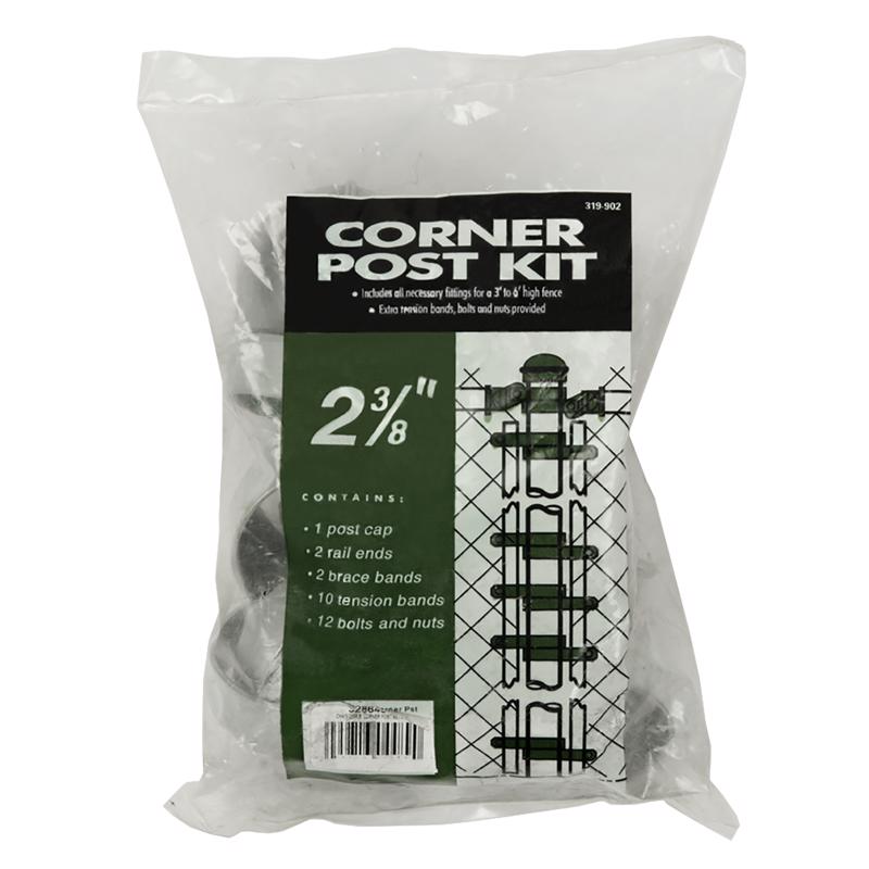 Yardlink 3 in. H Steel Chain Link Fence Corner Post Kit