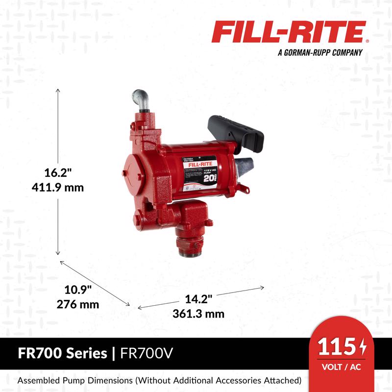 Fill-Rite Cast Iron Fuel Pump Hose and Nozzle 18 gpm 12