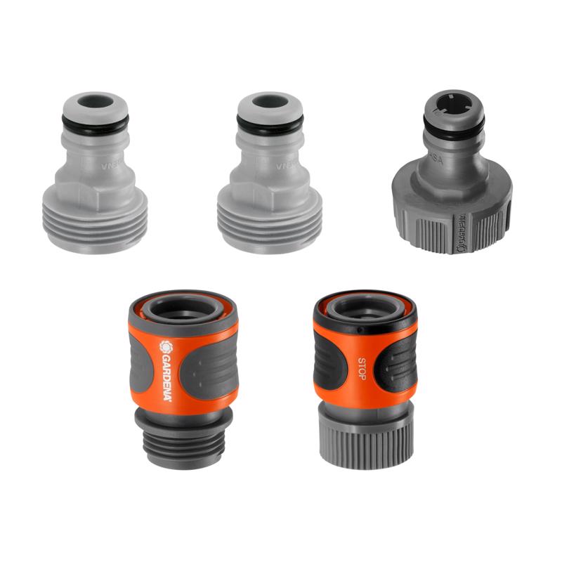 Gardena 1/2 & 5/8 in. Nylon/ABS Threaded Female/Male Quick Connector Hose Set