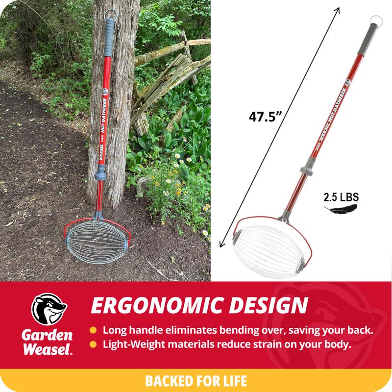 Garden Weasel Large 47.5 in. Steel Nut Gatherer Steel Handle
