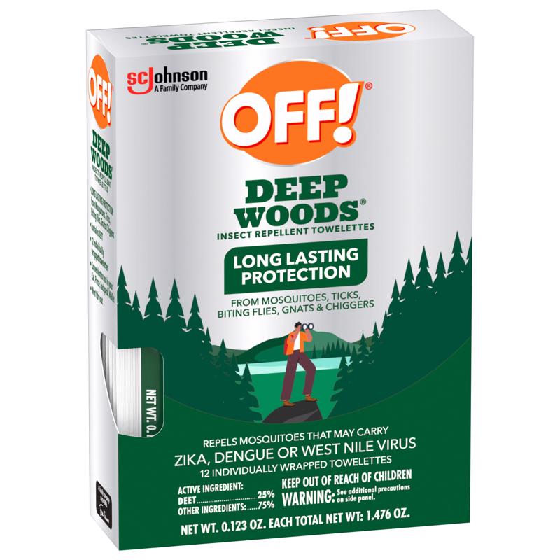 OFF! Deep Woods Insect Repellent Towelettes For Mosquitoes 12 pk