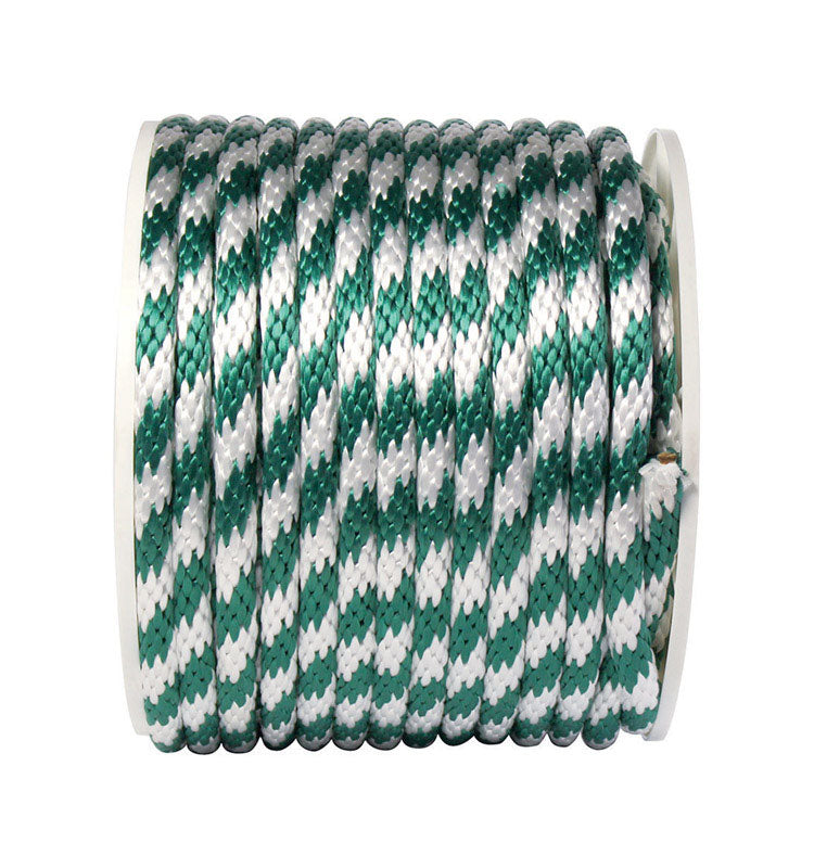 Koch Industries 5/8 in. D X 140 ft. L Green/White Solid Braided Poly Derby Rope
