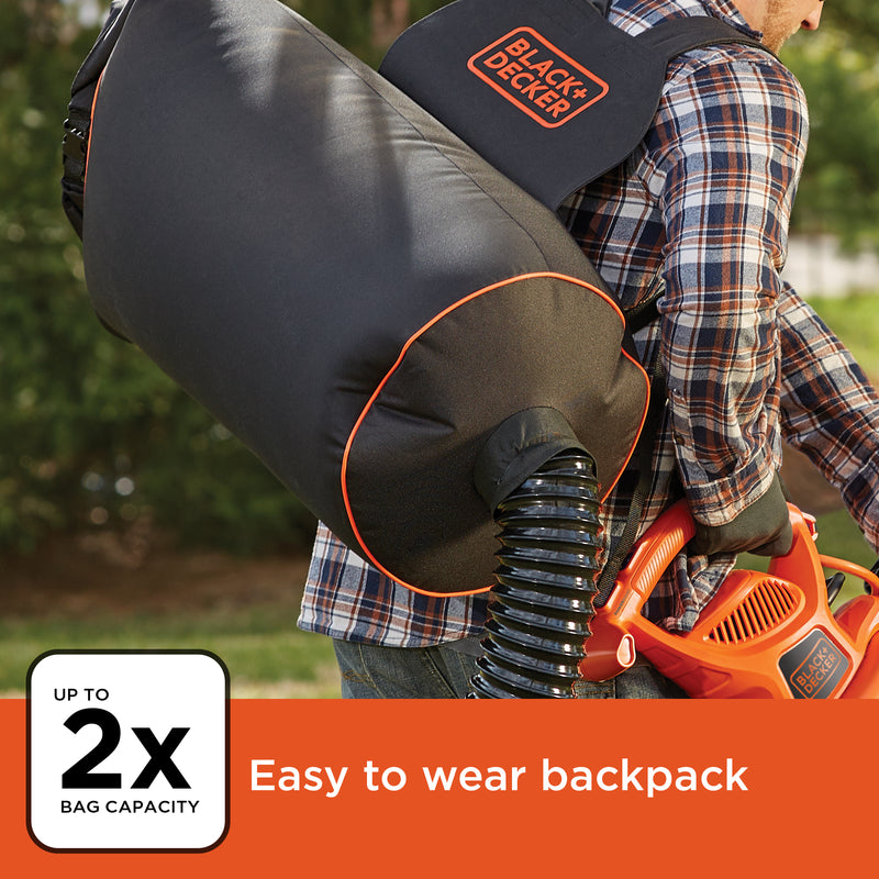 Black+Decker 250 mph 400 CFM Electric Backpack Blower/Mulcher/Vac