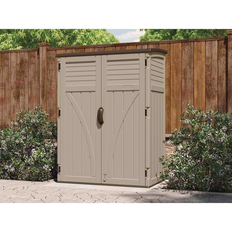 Suncast Large Vertical 4 ft. x 2 ft. Resin Vertical Storage Shed with Floor Kit