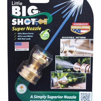 Little Big Shot 3 Pattern Adjustable Continuous Brass Hose Nozzle